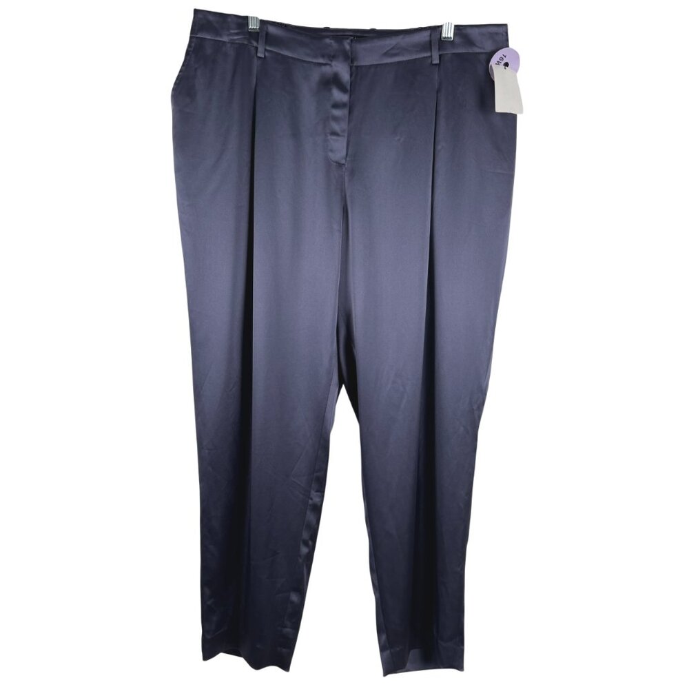 Lafayette 148 Satin Pants Womens‎ Size 16W Blue Acetate Blend NWT PT-2707